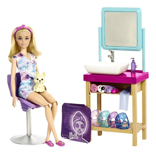 Barbie Muñeca Dia De Spa Mascarillas Orig.mattel Hcm82