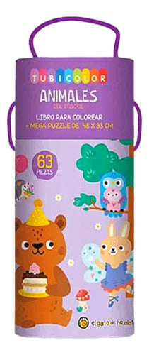 Libro Para Colorear Animales Tubicolor C/rompecabezas 3638