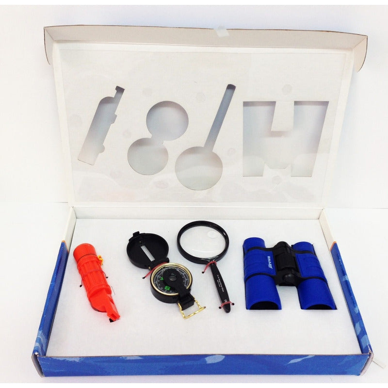 Kit Explorador Galileo Con Binocular,brujula,lupa,silbato