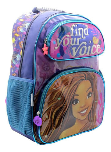 Mochila Escolar La Sirenita Disney Dream Color Violeta Diseño De La Tela Liso