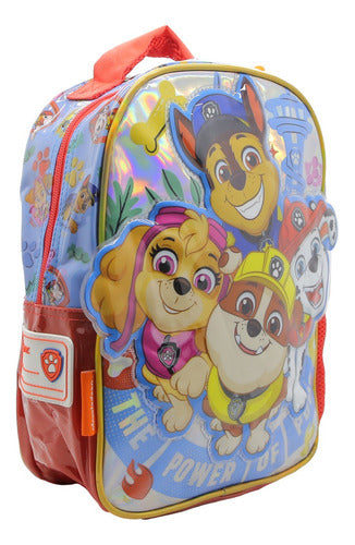 Mochila Espalda Paw Patrol Jardin Pw123 Orig. 12'' Color Celeste Diseño De La Tela Estampado