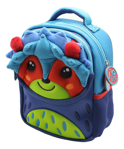 Mochila Espalda Animalito Para Jardín 11'' Fl210 Funny Land Color Azul Diseño De La Tela Liso