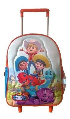 Mochila Con Carro Dino Ranch Con Lic. Original 12'' 74203