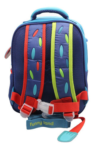 Mochila Espalda Animalito Para Jardín 11'' Fl210 Funny Land Color Azul Diseño De La Tela Liso