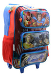 Mochila Escolar Cresko Liga De La Justicia 18p Rueditas Color Azul Y Rojo
