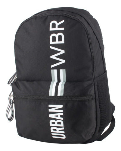 Mochila De Espalda Urbana 17'' Wabro 11039 Color Negro Diseño De La Tela Lisa