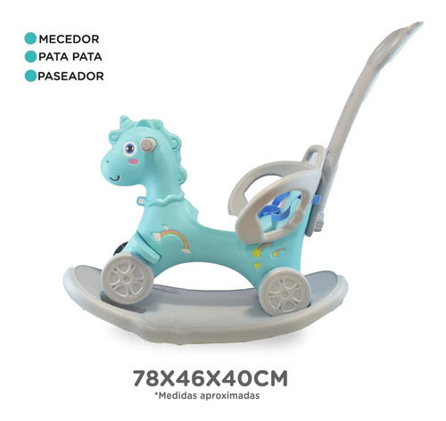 Mecedor Unicornio 3 En 1 Celeste Okbb0304