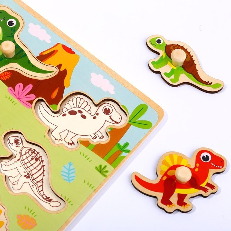 Rompecabezas Encastre Dinos Piezas Madera Tooky Toy Ft694