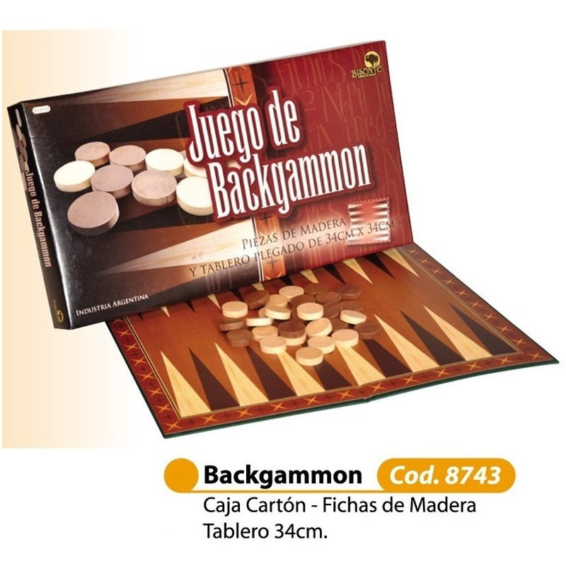 Backgammon Piezas De Madera Y Tablero Plegado Marca Bisonte