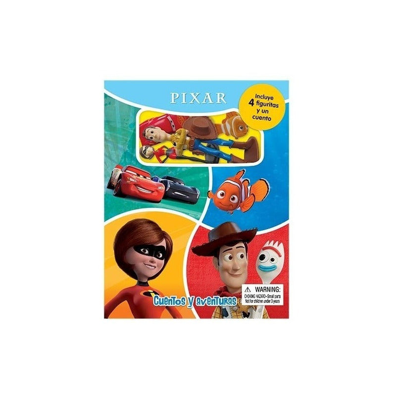 Pixar Cuentos Y Aventuras Libro Niños Con 4 Figuras