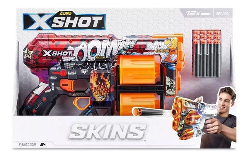 Pistola X-shot Skins Con 12 Dardos Original Zuru 7299