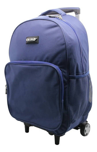 Mochila Con Carro Azul Liso 20'' Ck665 Original Cresko