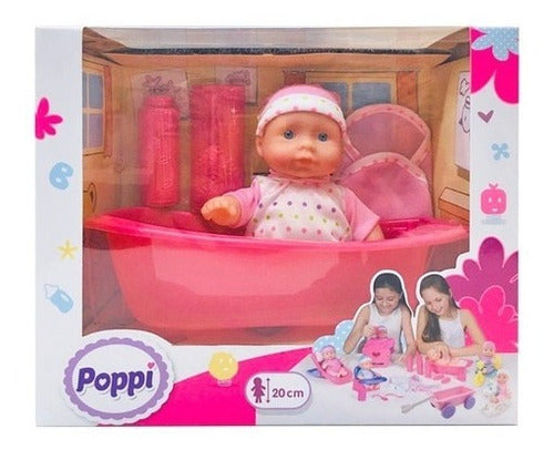 Muñeca Poppi Bebe Con Bañadera 20cm 6605