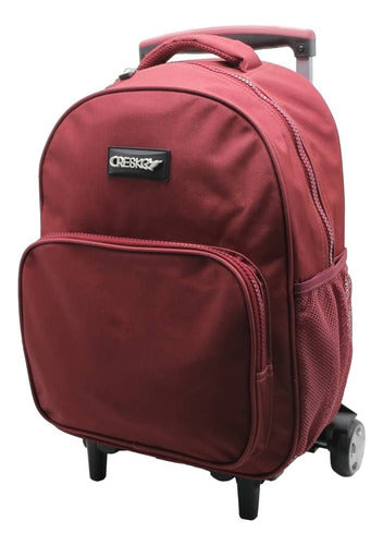 Mochila Escolar Cresko Unique Linea One Con Carro Color Rojo Diseño De La Tela Liso