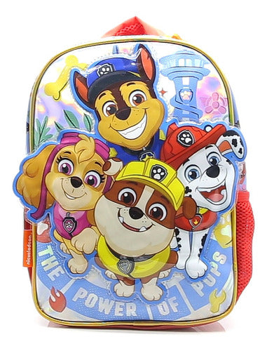 Mochila Espalda Paw Patrol Jardin Pw123 Orig. 12'' Color Celeste Diseño De La Tela Estampado