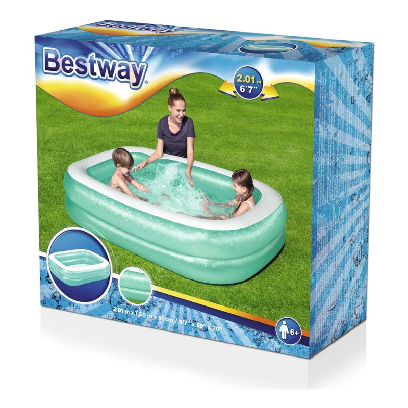 Pileta Inflable Rectangular 54005 Azul 201x150x51cm Bestway