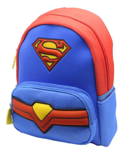 Mochila Escolar La Liga De La Justicia Superman Clasico Color Rojo Diseño De La Tela Liso