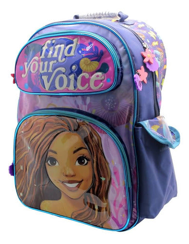 Mochila Escolar La Sirenita Disney Dream Color Violeta Diseño De La Tela Liso