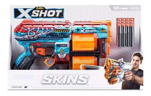 Pistola X-shot Skins Con 12 Dardos Original Zuru 7299