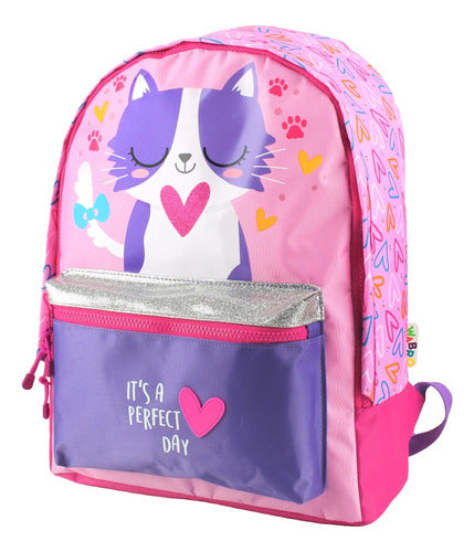 Mochila De Espalda Gatito 17'' Wabro 11055