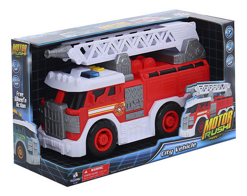 Camion De Bomberos Con Luz Y Sonido Motor Rush 32cm Ik0502
