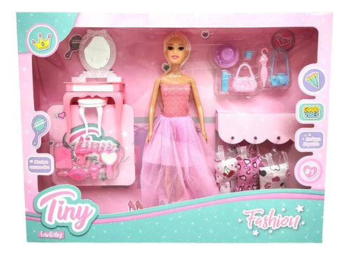 Muñeca Tiny Fashion Con Accesorios Sebigus 53537