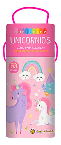 Libro Para Colorear Unicornios Tubicolor C/rompecabezas 3636