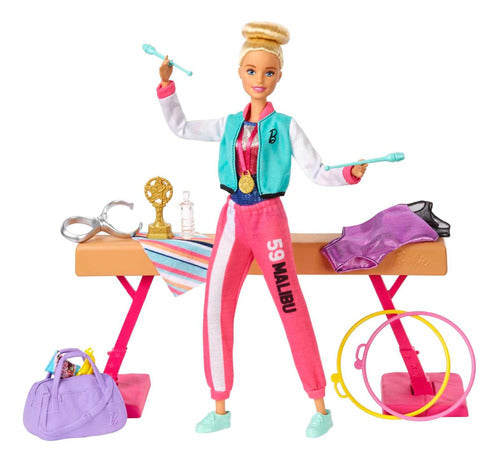 Barbie Muñeca Gimnasta Barra De Equilibrio Orig.mattel Gjm72