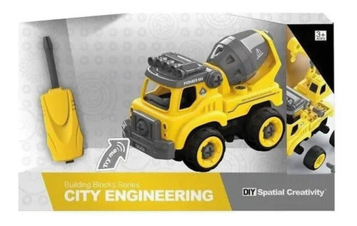 Camion Mezclador Con Sonido Y Herramienta Diy Ik0062 Color Amarillo Personaje Mezclador