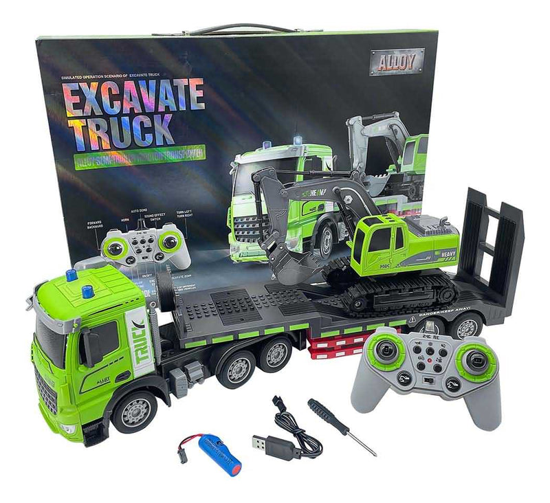 Camion Con Excavadora Control Remoto Luz Sonido 1:12 Ft996