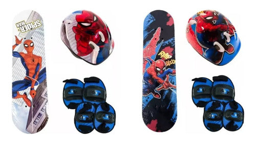 Skate Spiderman C/casco Y Proteccion En Bolso Sebigus 12005