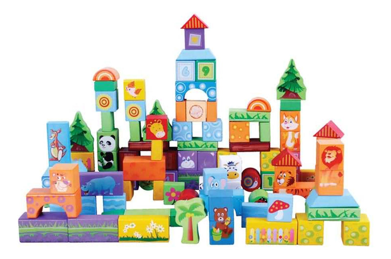 Bloque De Construccion Juguete De Madera Animales Fl579