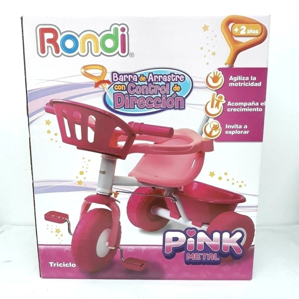 Triciclo Rondi Pink Metal C/ Barral De Metal Y Aro Sujetador