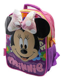 Mochila Escolar Minnie Mouse Flower Power Color Rosa Diseño De La Tela Liso