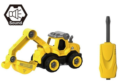 Camion Excavadora P/armar Y Desarmar Sonido Diy Ik0059 Personaje Amarillo