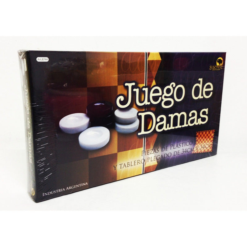Juego De Damas Piezas Plasticas Tablero Plegable De 34x34
