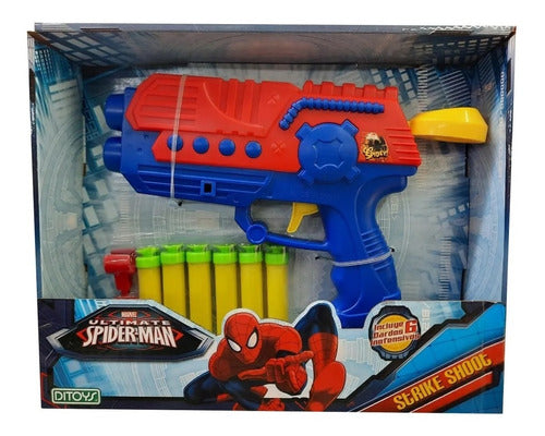 Pistola Spiderman Strike Shoot Con 6 Dardos Original Ditoys