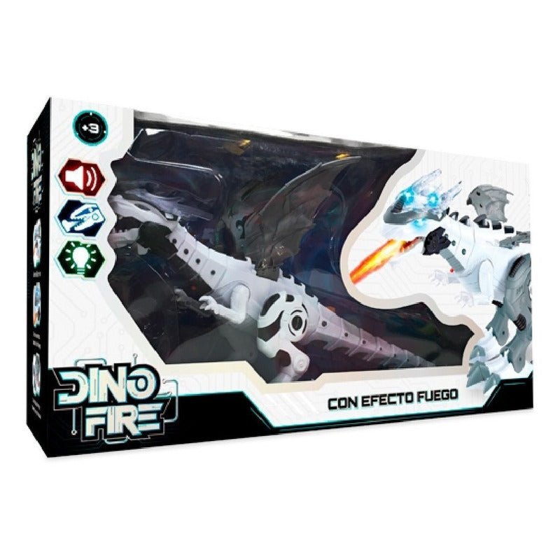 Dino Fire Robot Con Luz Y Sonido Expulsa Efecto Fuego Ik0022