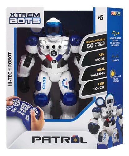 Robot Patrol A Radio Control Luz Y Sonido Xtrem Bots 67005