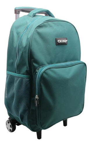 Mochila Con Carro Verde Liso 20'' Ck766 Original Cresko