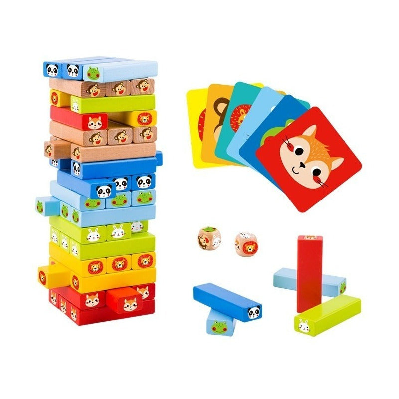 Juego Apilable Animales Piezas Madera Tooky Toy Ft718