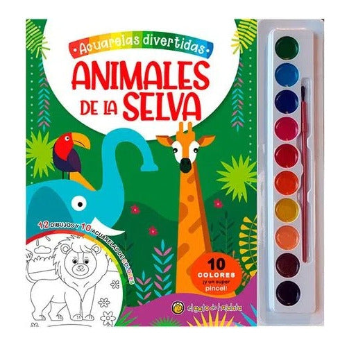 Acuarelas Divertidas Animales De Selva Libro Para Niños 3635 – ApioVerde
