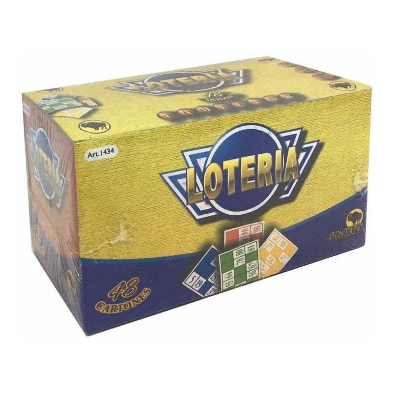 Lotería Familiar 48 Cartones Con Fichas Madera Bisonte