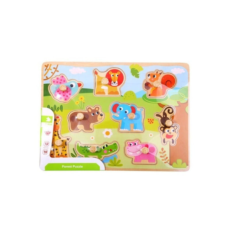 Rompecabezas Encastre Animales Piezas Madera Tooky Toy Ft692