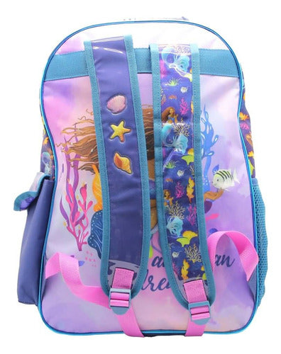 Mochila Escolar La Sirenita Disney Dream Color Violeta Diseño De La Tela Liso