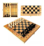 Ajedrez Backgammon Con Piezas De Madera 200249