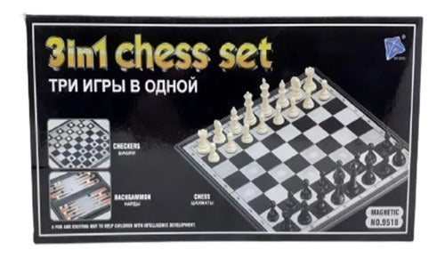 Ajedrez Backgammon Con Piezas De Plastico Magnetico