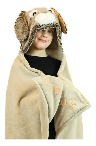 Manta De Peluche Conejo C/capucha De Animales Wabro 70232