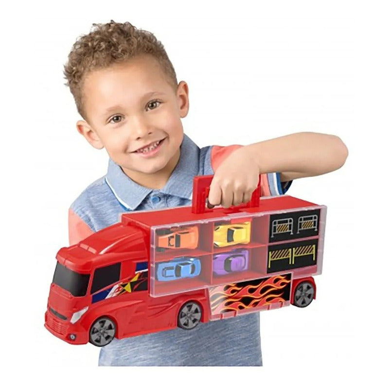 Auto De Colección Camion Porta Autos Partes Metal Teamsterz