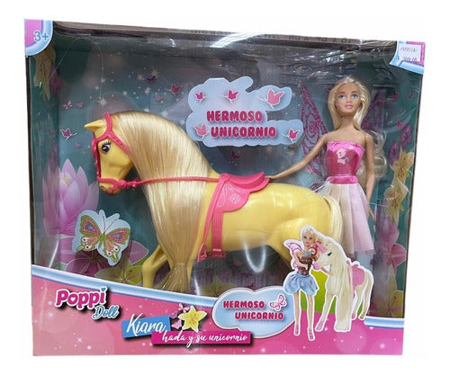 Muñeca Poppi Doll Kiara Hada Y Su Caballo Unicornio B145